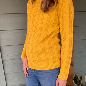 Lands' End Women's Cable-Pattern Crew Sweater in Sunny Yellow